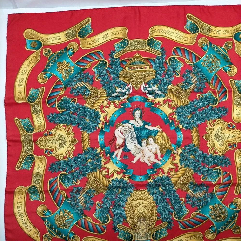 Authentic  Hermes scarf Carre 90 Reds Silk100% - Picture 7 of 10